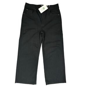 Sézane Black High Rise Denim Jeans Sz 42 (US 10)Organic Cotton Straight Leg NWT